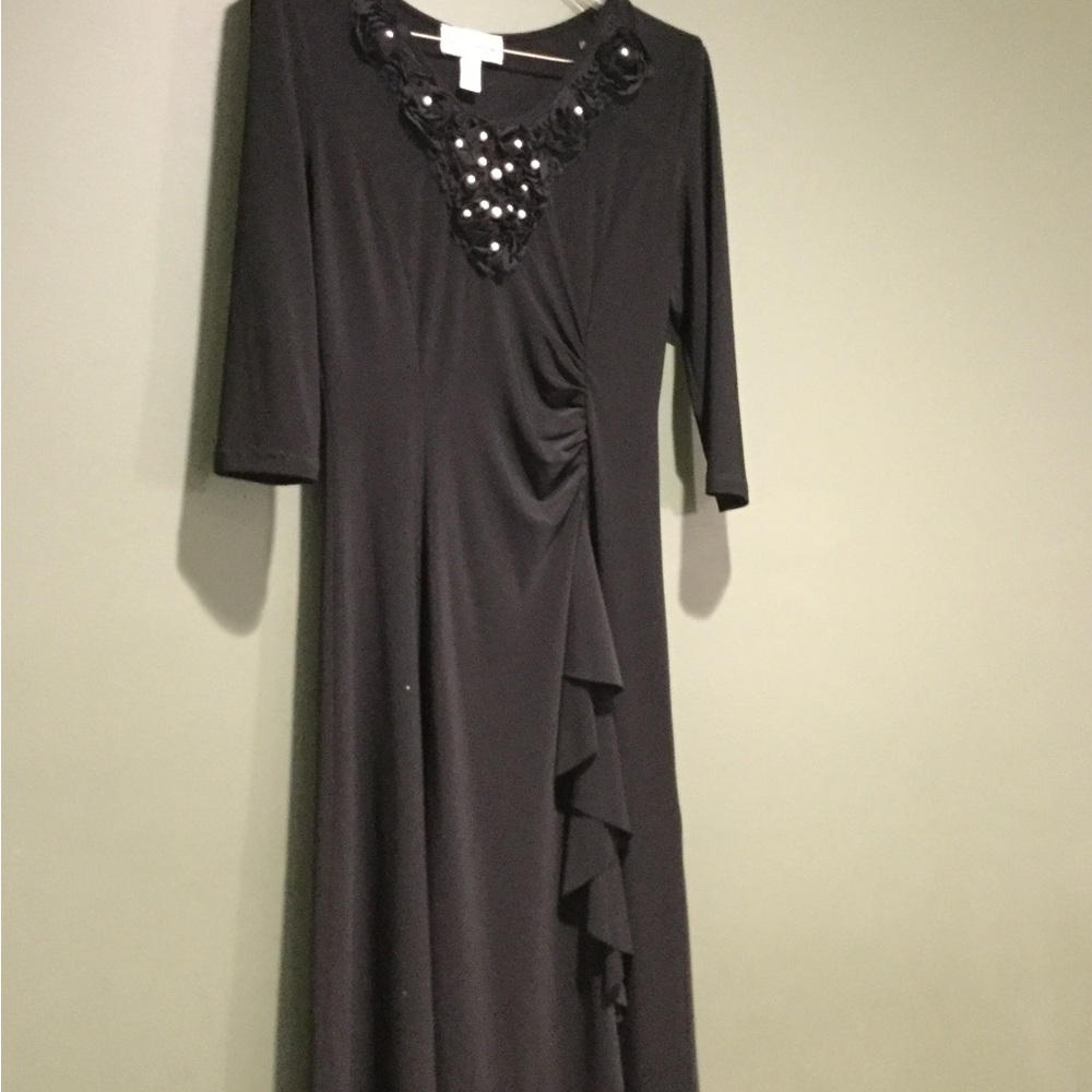 Joseph Ribkoff Elegant Black Dress with Embellished Neckline